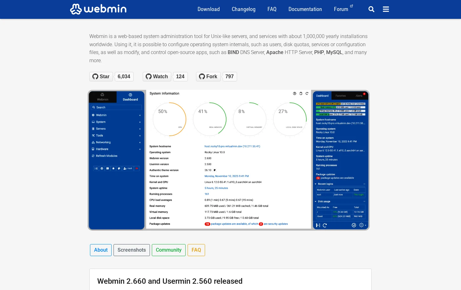 Webmin 页面快照